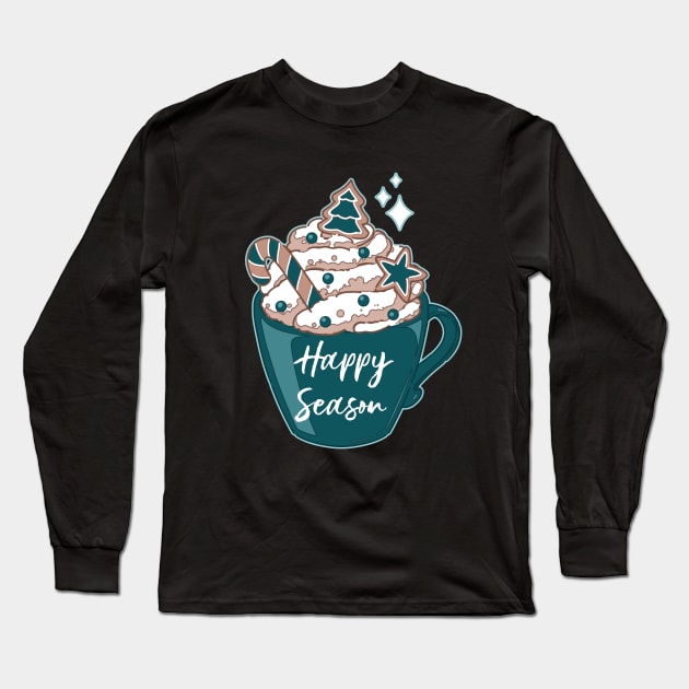 A cute Christmas coffee with whipped cream Long Sleeve T-Shirt by MinimalAnGo